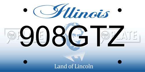 908GTZ Illinois License Plate