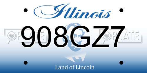 908GZ7 Illinois License Plate