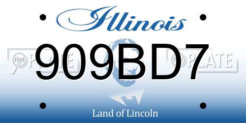 909BD7 Illinois License Plate