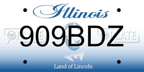 909BDZ Illinois License Plate