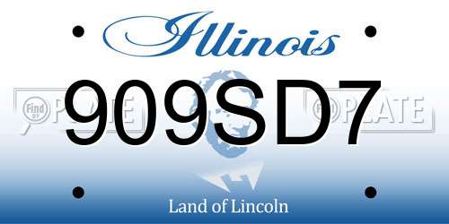 909SD7 Illinois License Plate