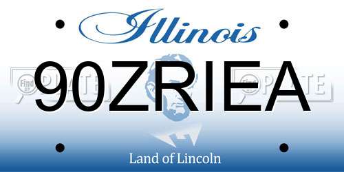 90ZRIEA Illinois License Plate