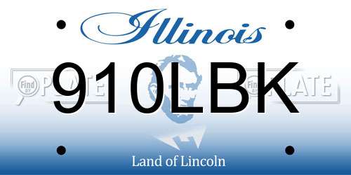 910LBK Illinois License Plate