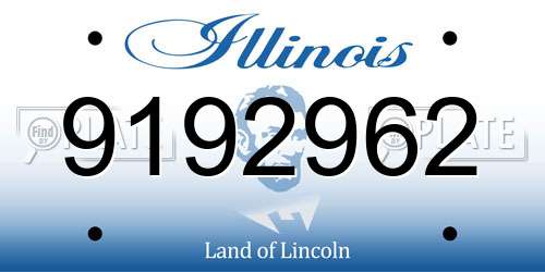 9192962 Illinois License Plate