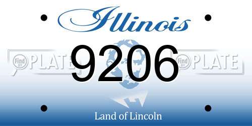 9206 Illinois License Plate
