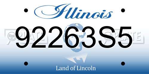 92263S5 Illinois License Plate