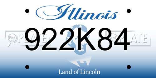 922K84 Illinois License Plate