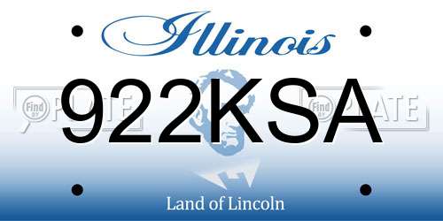 922KSA Illinois License Plate