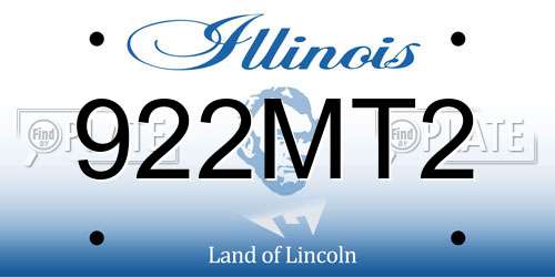 922MT2 Illinois License Plate