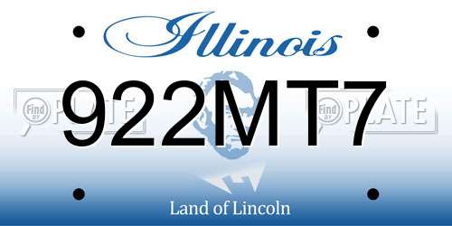 922MT7 Illinois License Plate