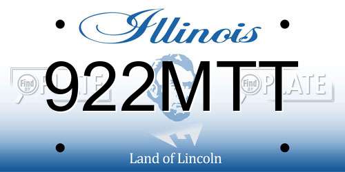 922MTT Illinois License Plate