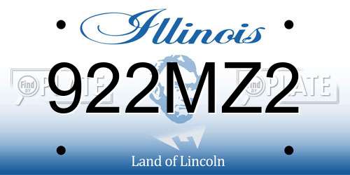922MZ2 Illinois License Plate