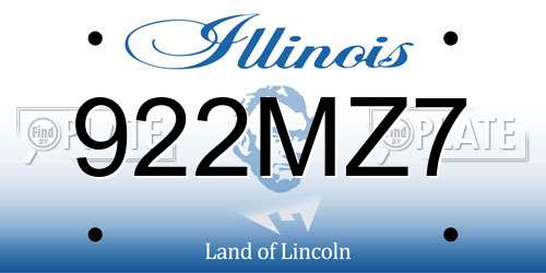 922MZ7 Illinois License Plate