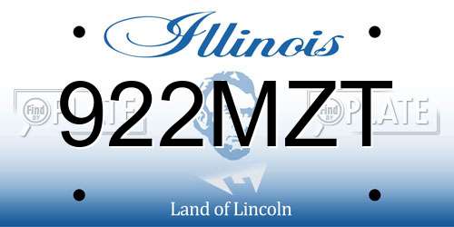 922MZT Illinois License Plate