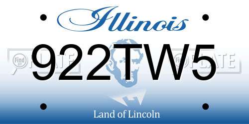 922TW5 Illinois License Plate