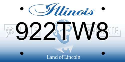 922TW8 Illinois License Plate