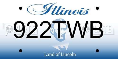 922TWB Illinois License Plate