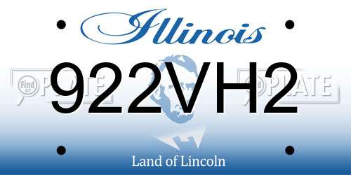 922VH2 Illinois License Plate