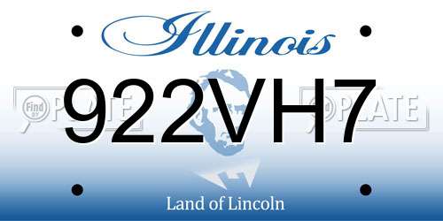 922VH7 Illinois License Plate