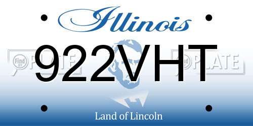 922VHT Illinois License Plate