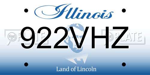 922VHZ Illinois License Plate