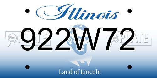 922W72 Illinois License Plate