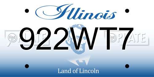 922WT7 Illinois License Plate