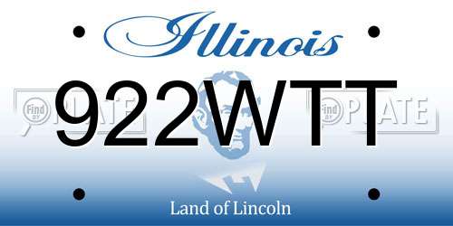 922WTT Illinois License Plate