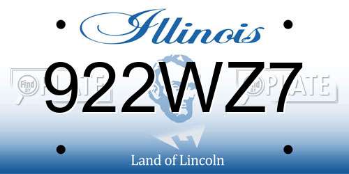 922WZ7 Illinois License Plate