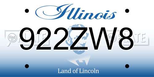 922ZW8 Illinois License Plate