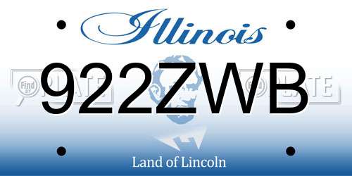 922ZWB Illinois License Plate