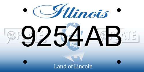 9254AB Illinois License Plate
