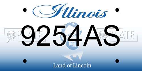 9254AS Illinois License Plate