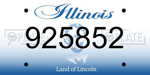 925852 Illinois License Plate
