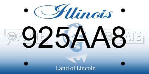 925AA8 Illinois License Plate