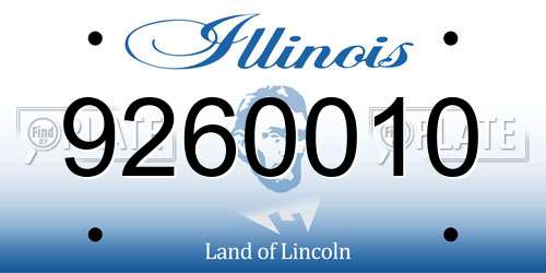 9260010 Illinois License Plate