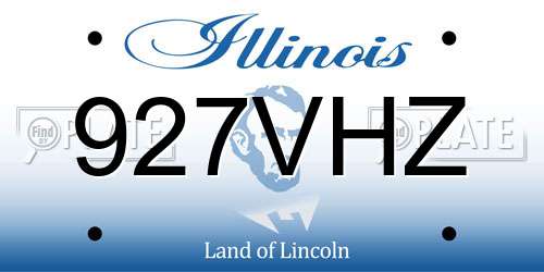 927VHZ Illinois License Plate