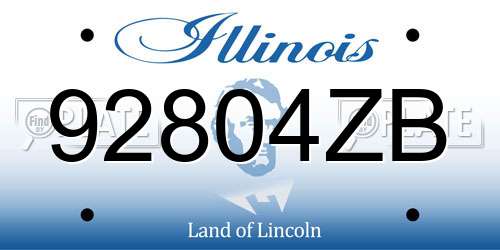 92804ZB Illinois License Plate