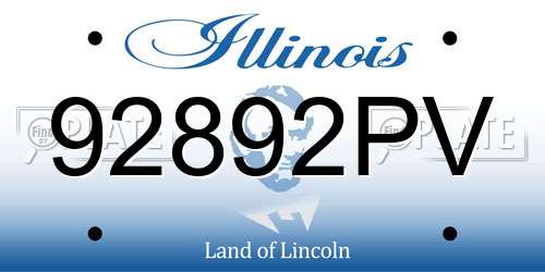 92892PV Illinois License Plate
