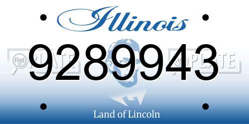 9289943 Illinois License Plate
