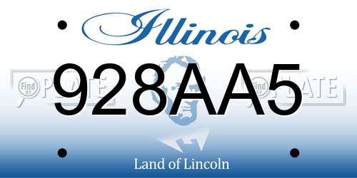 928AA5 Illinois License Plate