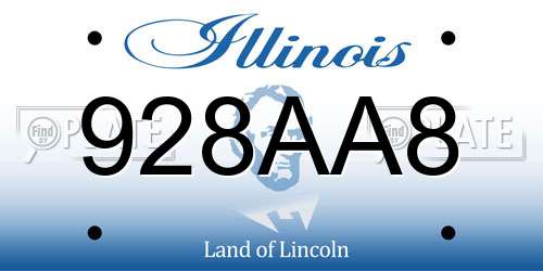 928AA8 Illinois License Plate