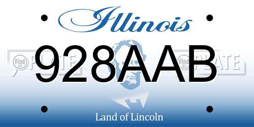 928AAB Illinois License Plate