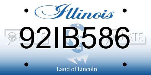 92IB586 Illinois License Plate