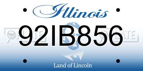 92IB856 Illinois License Plate