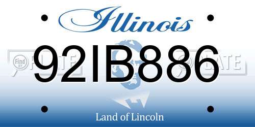 92IB886 Illinois License Plate