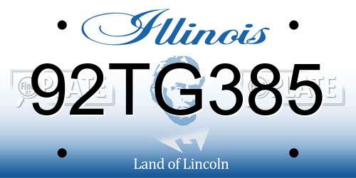 92TG385 Illinois License Plate