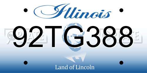 92TG388 Illinois License Plate