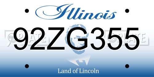 92ZG355 Illinois License Plate