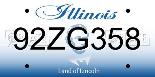 92ZG358 Illinois License Plate